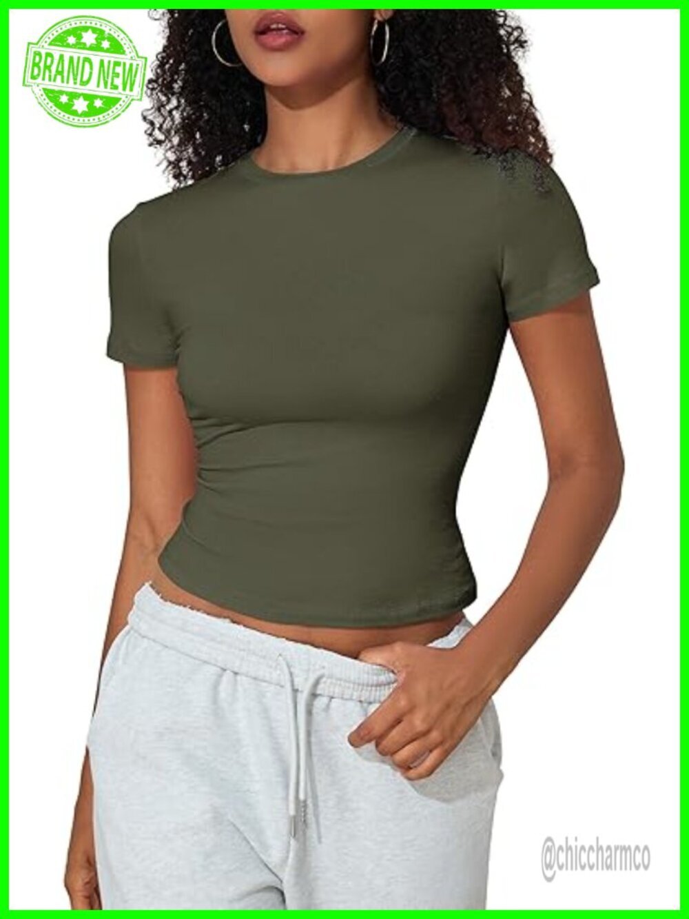 Crewneck Short Sleeve Crop Top Tee Slim Fit Y2K Baby Tee